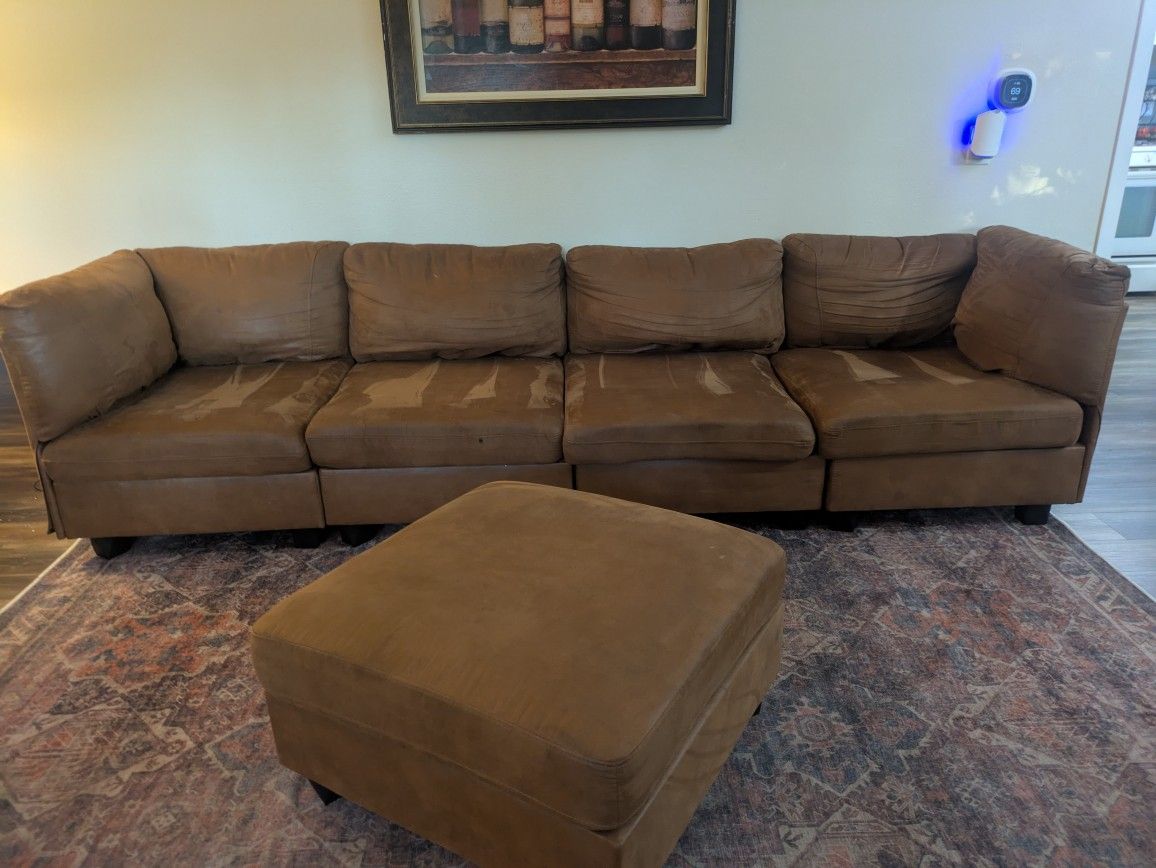 Large Sectional Couch with Ottoman