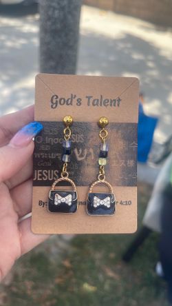 Black purse earrings