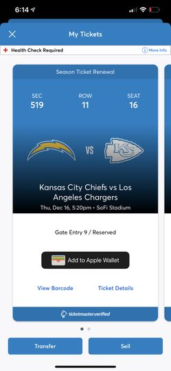 Kansas City Chiefs v. LA Chargers Tickets (2)