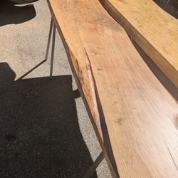 Solid Maple Slabs 104"X 15" And 89" X 18" Tapers Down To 15" 2 1/2 In Thick Sugar Maple And Red Maple Dried And Smaller Has Gloss Finish Other Sealer 
