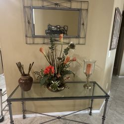Entryway Table With Mirror Set