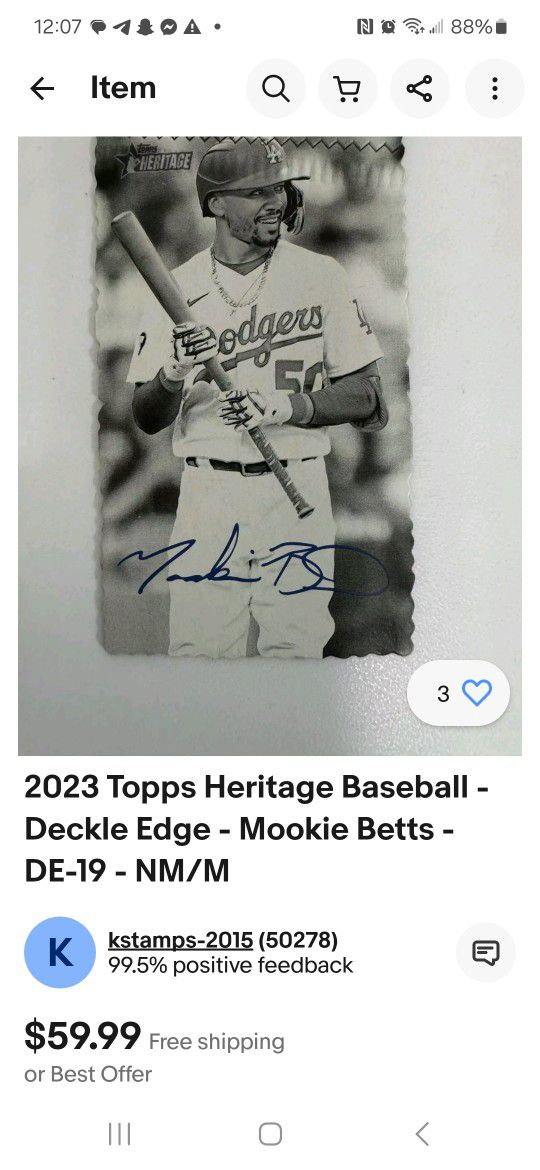 2023 Topps Heritage Baseball - Deckle Edge - Mookie Betts - DE-19 Mint Condition