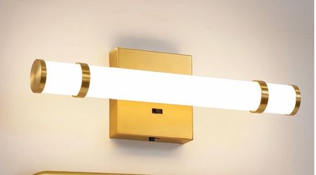 Gold Bathroom Vanity Light - 15.4 Inch LED Modern Bathroom Light Fixtures Over Mirror with Acrylic Shade 10W Dimmable 5CCT Bathroom Sconces Wall Light