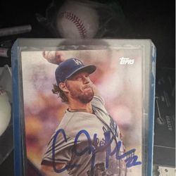 Signed Baseball Card By Dodgers Player kershaw