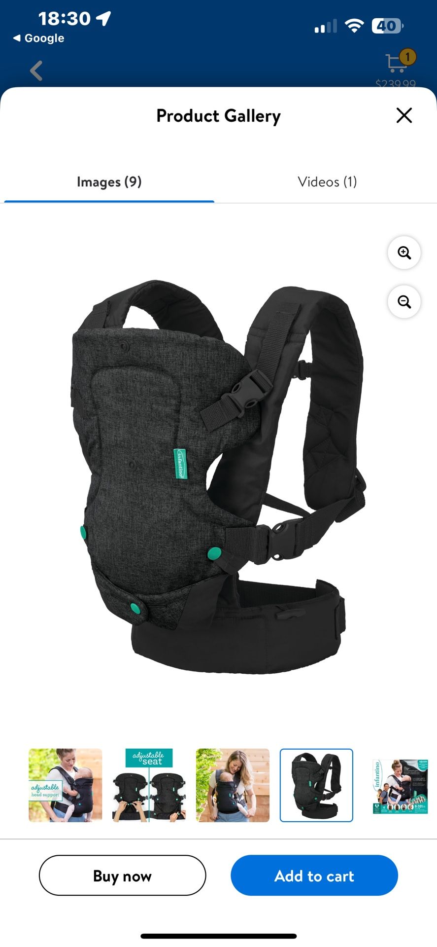 Infantino Baby/Infant Flip 4 In 1 Convertible Carrier