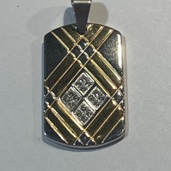Solid Dog Tag Style Pendant. Large Bail For Larger Chain. New 