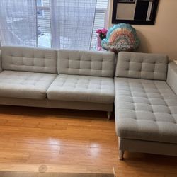 Ikea morabo with chaise/Gunnared light green/wood sofa. 