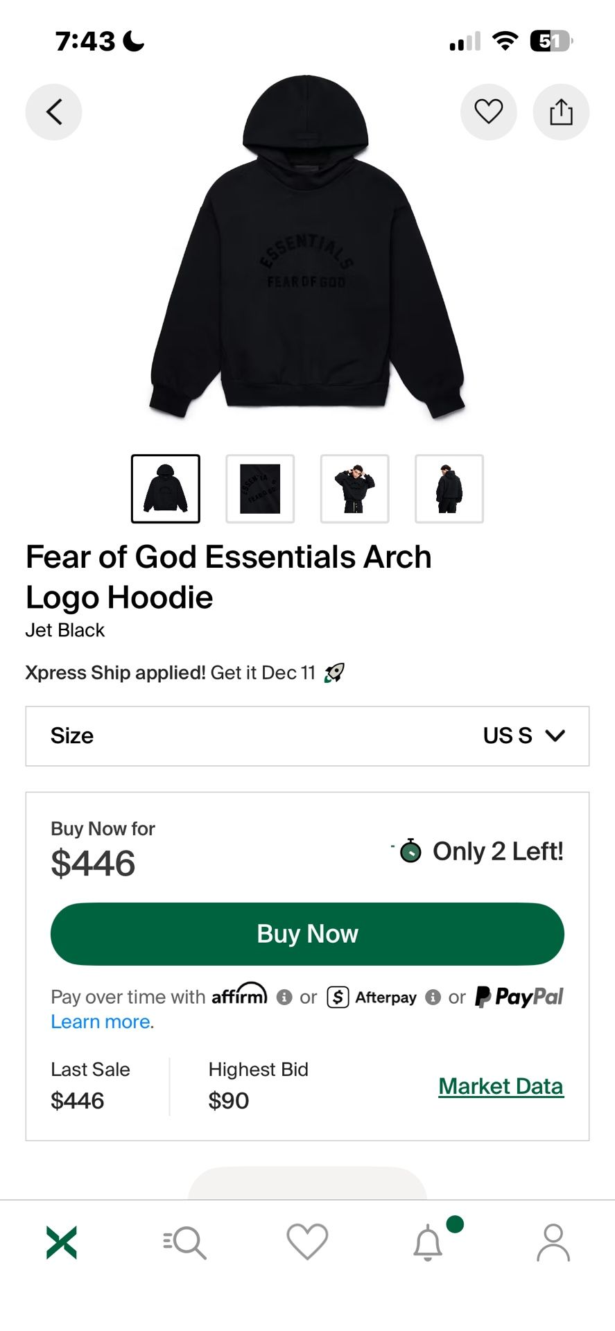 Essentials Hoodie Arch Logo