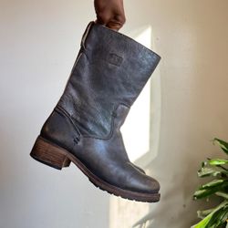 Catarina Martins Leather grunge Boots Mid Calf Distressed Charcoal EU37 US6.5