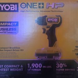 RYOBI ONE + HP 18v BRUSHLESS COMPACT 1/4" HEX IMPACT WRENCH