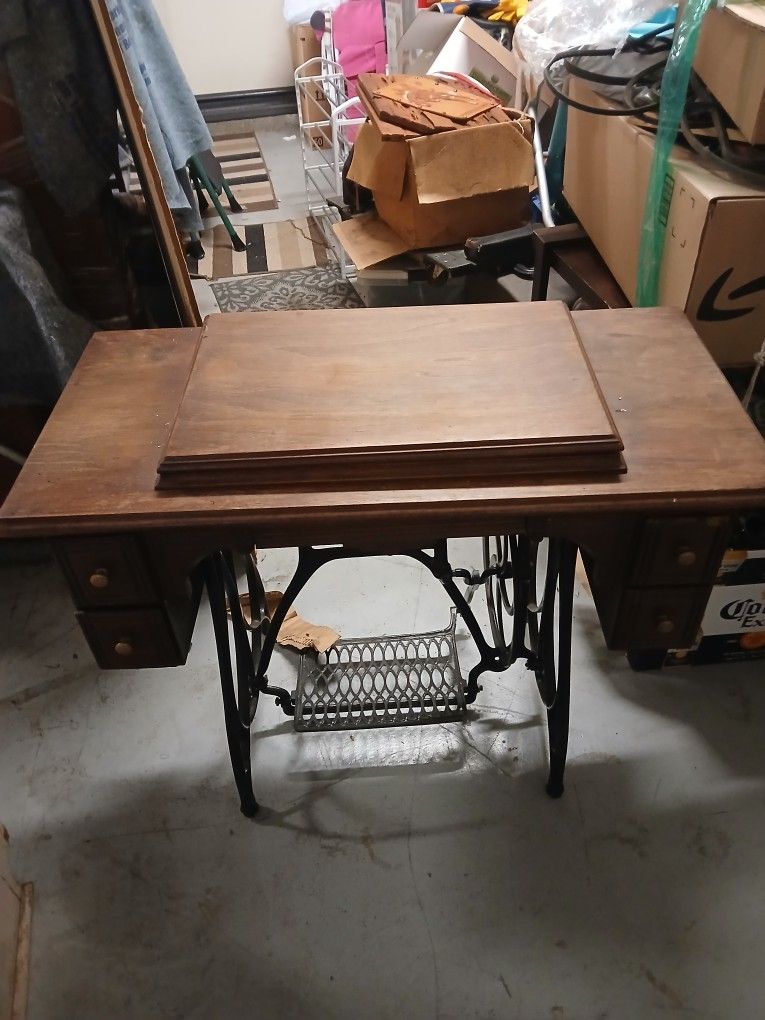 Jones Antique  Sewing Machine And Table