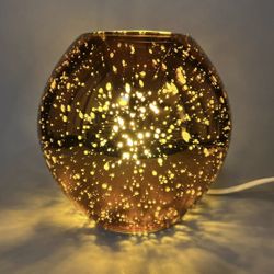 2 IKEA Knubbig Table Lamp Metallic Copper 7” Glass Globe Space Rare Accent Light