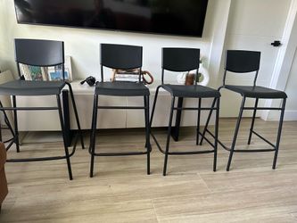 STIG Bar stool with backrest, counter height black/black, 24 3/4 "