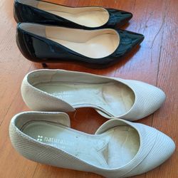 Low Heels - Black And Beige Pairs, Size 6.5