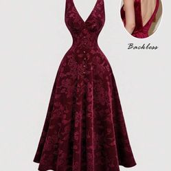 Burgundy Long Dress Size m 