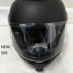 Bike Helmet Black Dual Visor Tinted New 