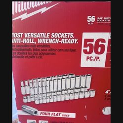 MILWAUKEE 56pc 3/8  METRIC &SAE  SOCKETS 