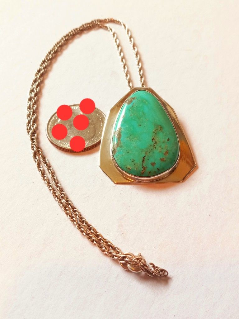$80! Awesome Sterling Silver Kingman Turquoise Necklace