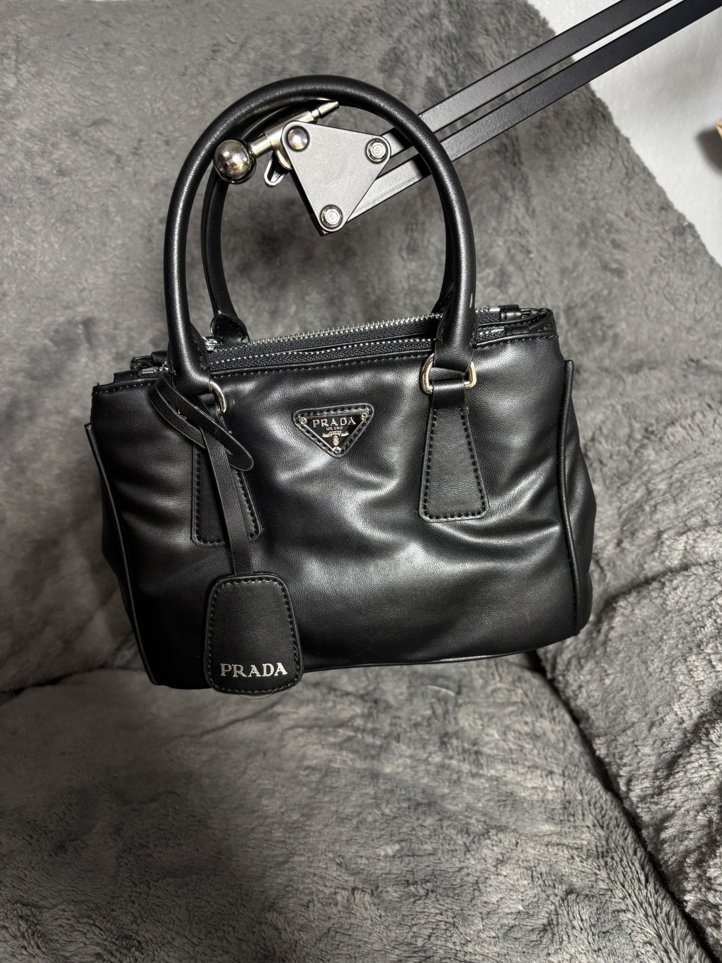Black Tote Leather X body Bag
