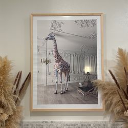 Giraffe Wall Art Chandelier Boho Frame