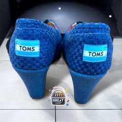 TOMS Women's Classic Wedge Sandal Light Blue Denim Size 5.5
