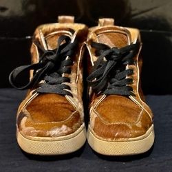 Authentic Christian Louboutin Camo Calf Hair High-Top Sneakers