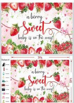 Strawberry Backdrop 7x5 - Babyshower Strawberry