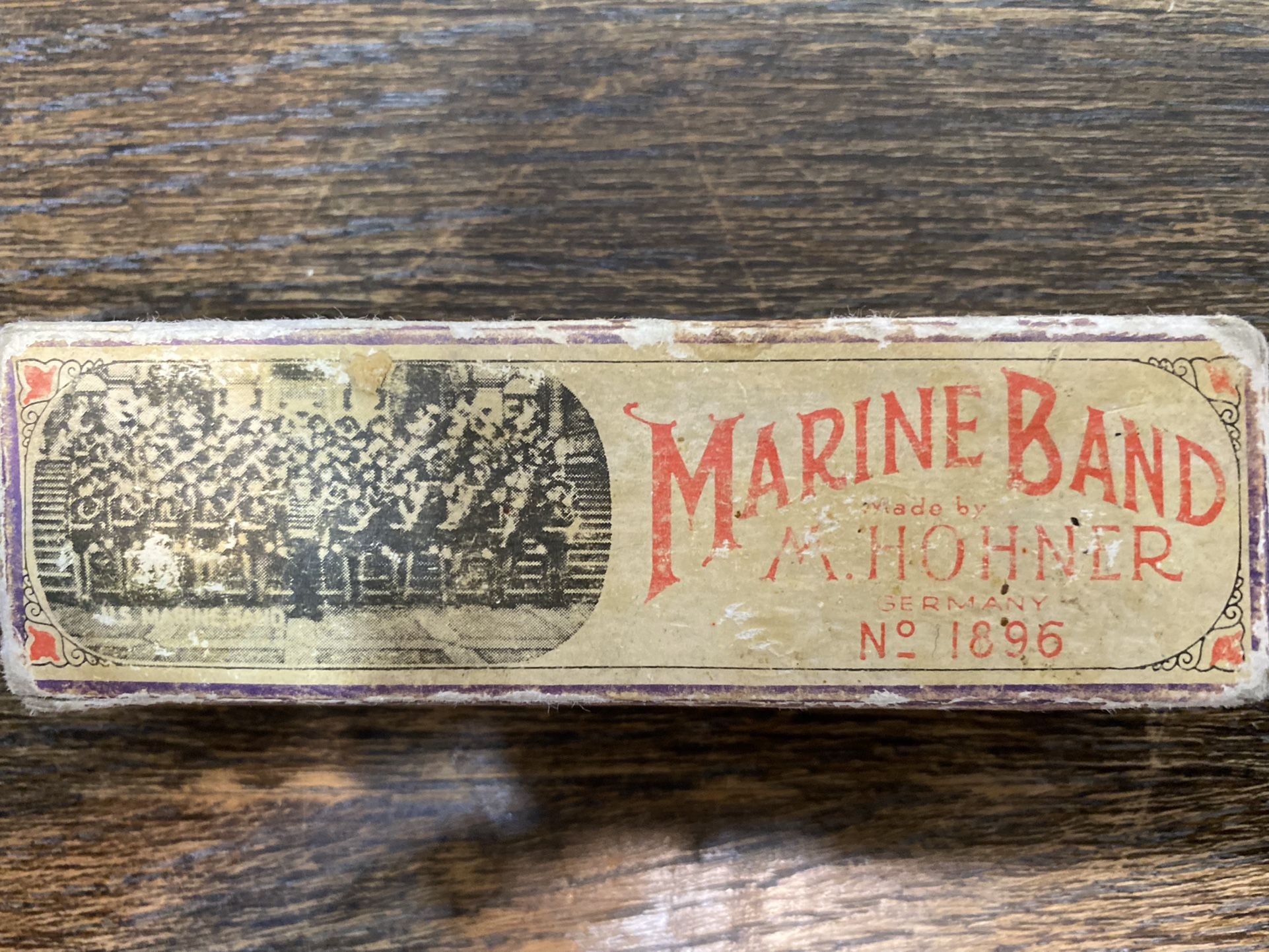 Vintage M. Hohner Marine Band Harmonica No. 1896 Key Of B Original Box Used