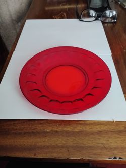 Vintage viking glass Georgian ruby red luncheon plate