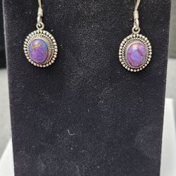Genuine Purple Mojave Turquoise Earrings 