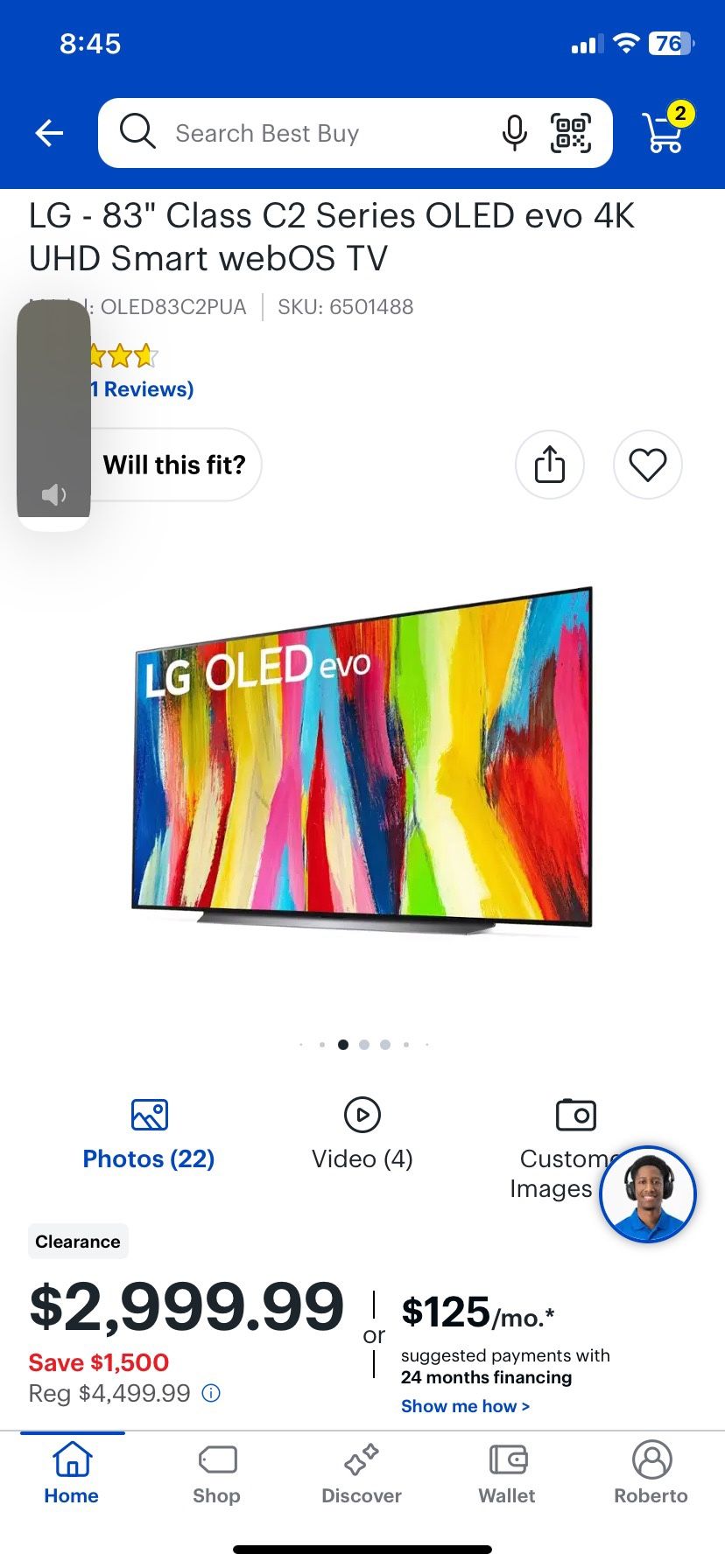 LG - 83" Class C2 Series OLED evo 4K UHD Smart webOS TV