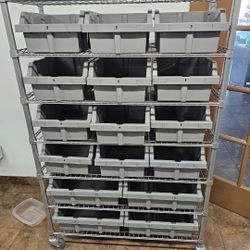 BRAND NEW 7 TIER COMMERCIAL GRADE STORAGE BINS ON WHHEELS  