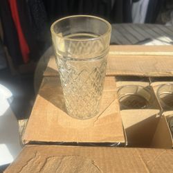 Vintage 16oz Diamond Cut Glass Tumbler
