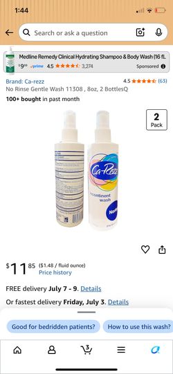 Brand: Ca-rezz  No Rinse Gentle Wash 11308 , 8oz, 2 BottlesQ