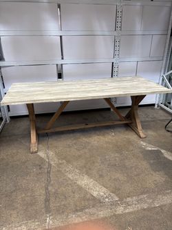 7-Foot Solid Wood Farmhouse Dining Table