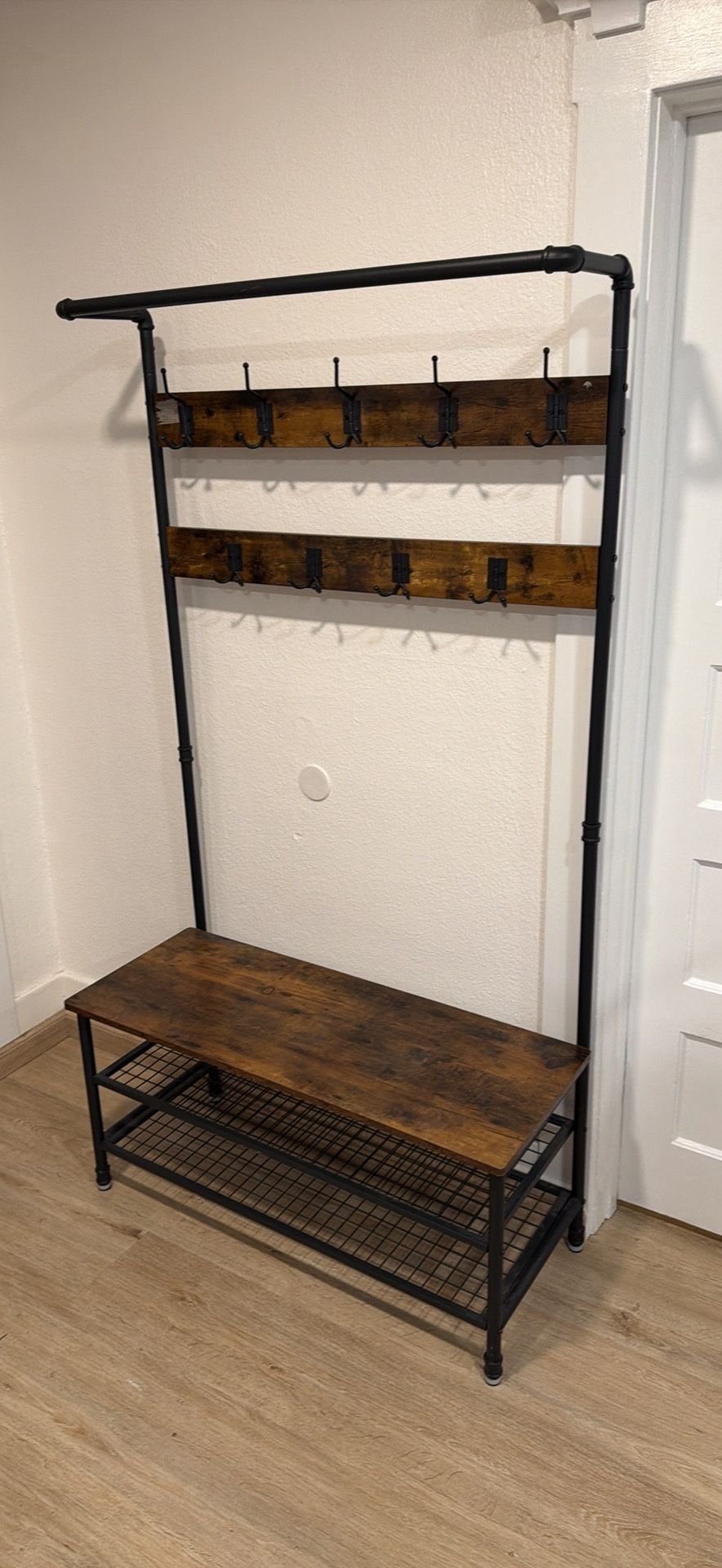 Entryway Coat Rack + Bench(Shoe Storage) (Hall Tree)