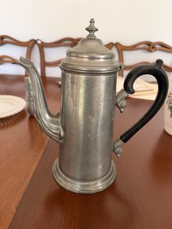Antique Pewter Coffee Pot with Black Handle