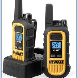 DEWALT FRS Walkie Talkies Long Range 2 Way Radio, 1 Watt, Waterproof & Rechargeable, 2 Pack