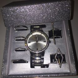 SILVER WATCH RING SET GIFT BOX MIDI RINGS