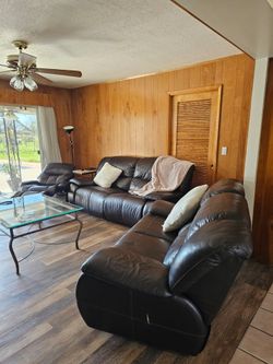 Leather living room recliner set