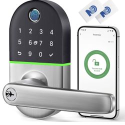 Smart Keypad Door Lock with Handle: NICE DIGI Keyless Entry Fingerprint Lock for Front/Interior Door, Electronic Digital Lock with Code, Easy Installa