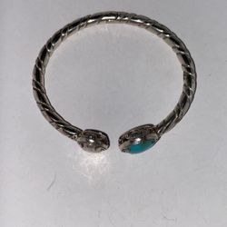 Hinged Rope Bracelet w/Sterling Cabachon & Turquoise stone