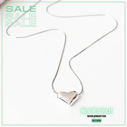 Silver Necklace with Heart Pendant For Women And Rhodium Plating