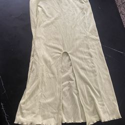 Faint Lime Green Long Skirt With Knew Length Slit 