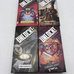 Lot 4 UNLOCK Exotic Escape Adventures Card Game Squeak Sausage Formula Noside