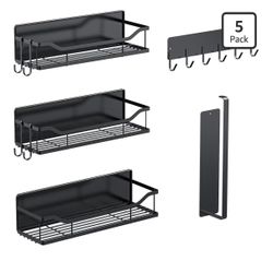 Magnetic Shelves for Washing Machine, 5 Pack Heavy Duty Laundry Shelf Organizer with Hooks, Strong Magnetic Storage Rack for Washer, Dryer, Refrigerat