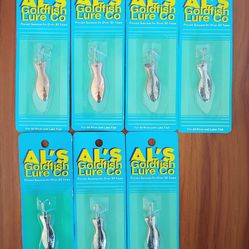 7 Packs Al's Goldfish Original Spoon 1 1/2", 3/16 Oz, Hook Size: #8 - Fishing Lures