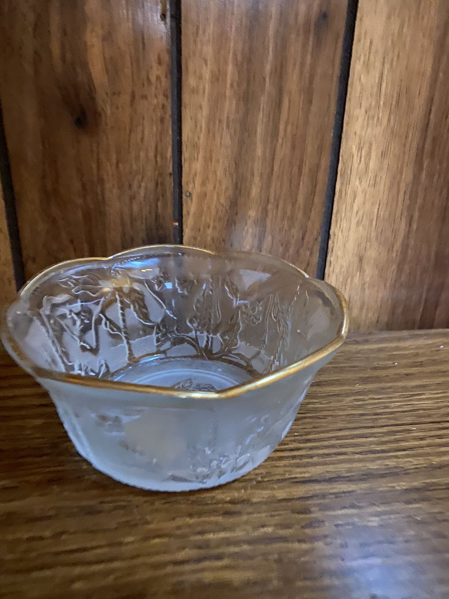 Gold Rimmed Decorative Glass Bowl