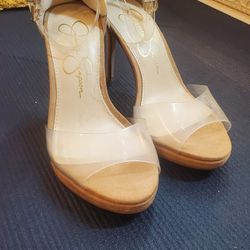 Jessica SIMPSON 5 1/2 HEELS with Clear Strap. 