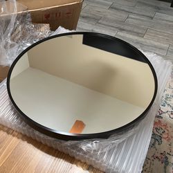24 Inch Round Mirror Black
